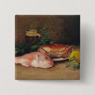 Crab and Red Mullet 15 Cm Square Badge