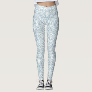 Crab and sea weed, coastal summer in white and lig leggings