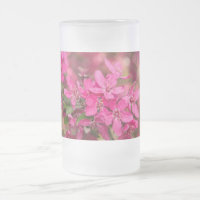 Crab Apple Blooms Frosted Glass Beer Mug