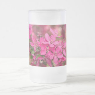 Crab Apple Blooms Frosted Glass Beer Mug