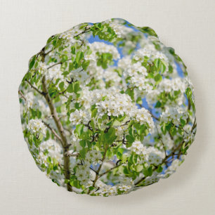 Crab apple blossom round cushion