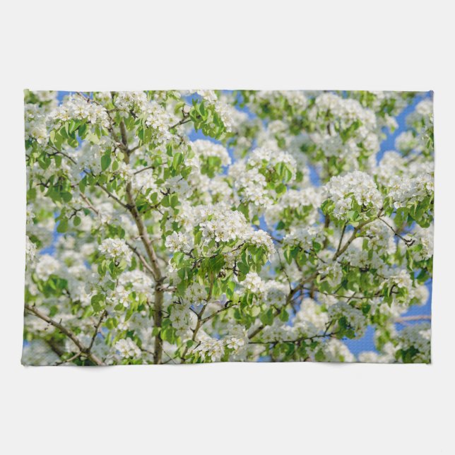 Crab apple blossom tea towel (Horizontal)