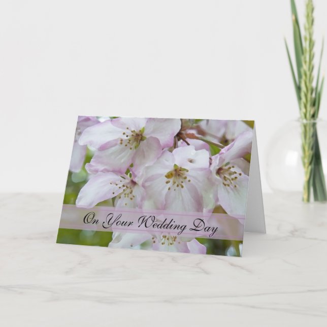 Crab Apple Blossoms Blended Family Wedding Card (Front)