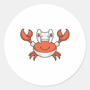Crab as Cook with Cooking hat Classic Round Sticker