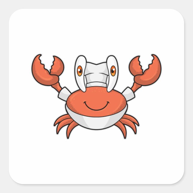 Crab as Cook with Cooking hat Square Sticker (Front)