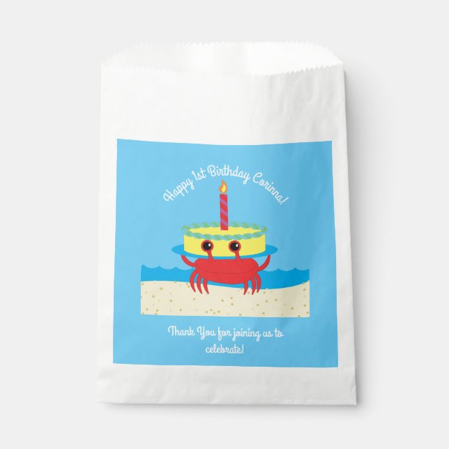 Crab Beach Birthday Party Favour Bags (Front)