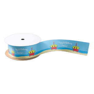 Crab Beach Birthday Party Satin Ribbon