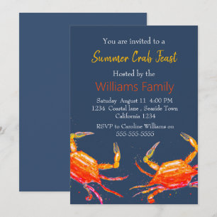 Crab Beach Coastal Nautical Seafood Boil Invitation