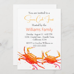 Crab Beach Coastal Nautical Seafood Boil Invitation