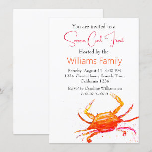 Crab Beach Coastal Nautical Seafood Boil Invitation