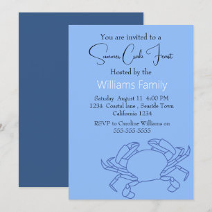 Crab Beach Coastal Nautical Seafood Boil Invitation