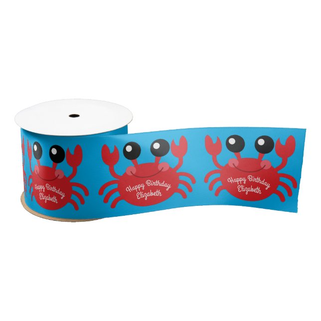 Crab Birthday Party Beach Satin Ribbon (Spool)