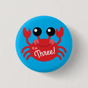 Crab Birthday Party Cute Cartoon Kids 3 Cm Round Badge