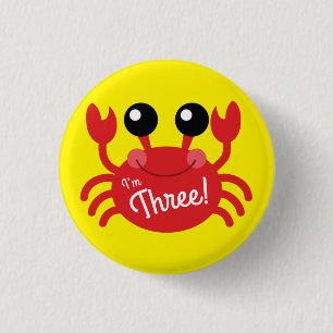 Crab Birthday Party Cute Cartoon Kids 3 Cm Round Badge