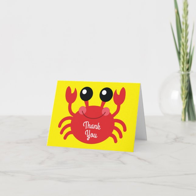 Crab Birthday Party Cute Cartoon Kids Card (Front)