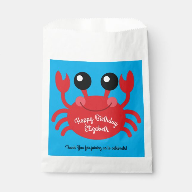 Crab Birthday Party Cute Cartoon Kids Favour Bags (Front)