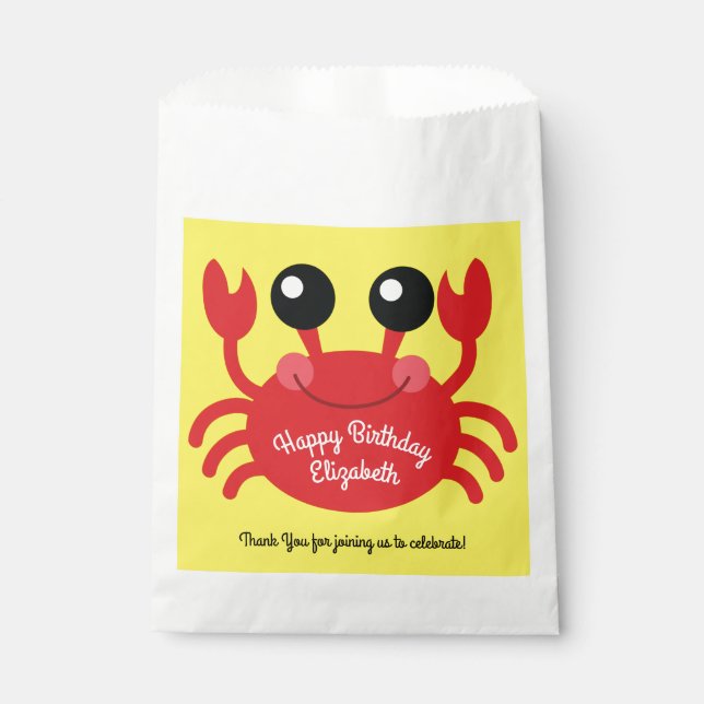 Crab Birthday Party Cute Cartoon Kids Favour Bags (Front)