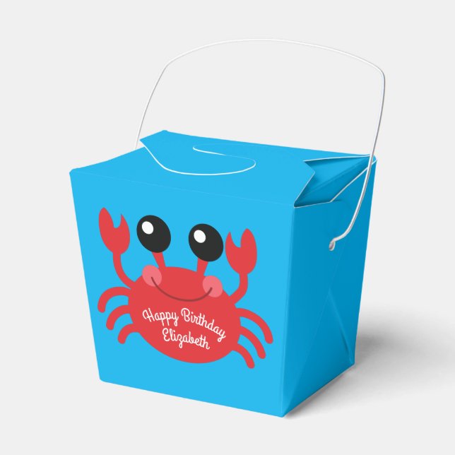 Crab Birthday Party Cute Cartoon Kids Favour Box (Front Side)