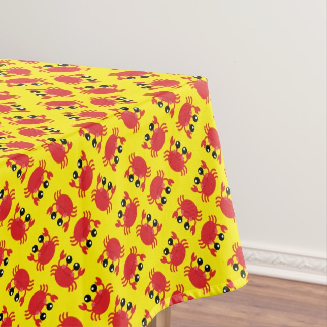 Crab Birthday Party Cute Cartoon Kids Tablecloth (In Situ)