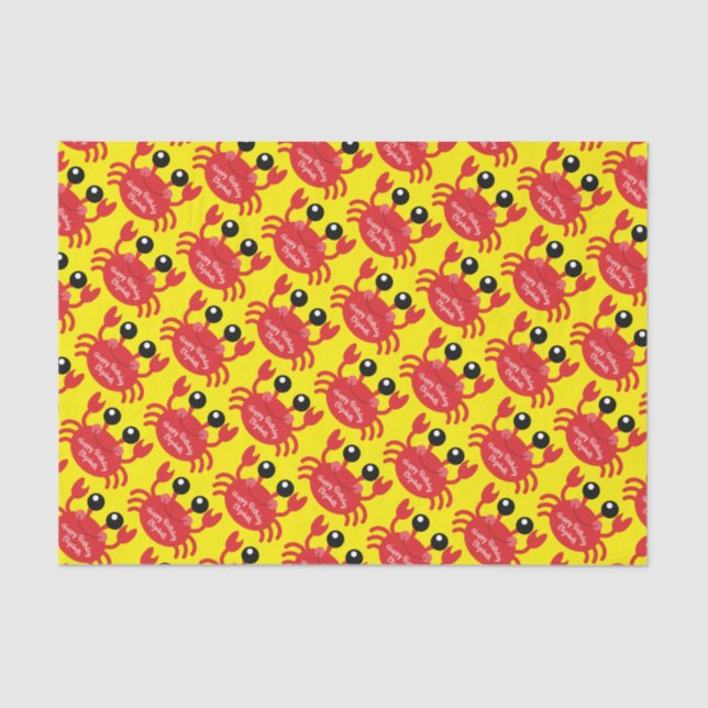 Crab Birthday Party Cute Cartoon Kids Tissue Paper (Front)