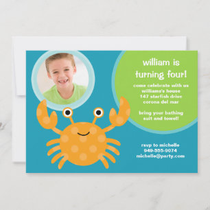 Crab Birthday Party Invitation