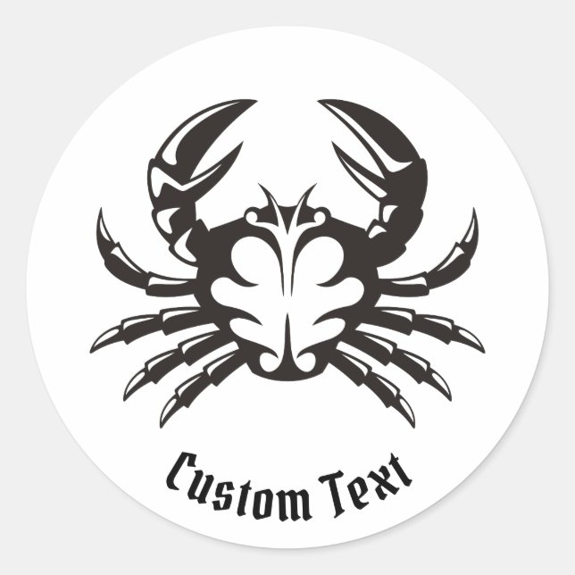 Crab Black Classic Round Sticker (Front)
