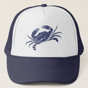 Crab Blue White Seafood Trucker Hat