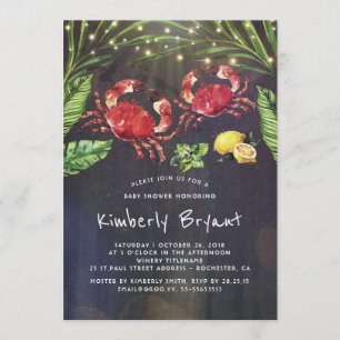 Crab Boil Beach Palm String Lights Baby Shower Invitation