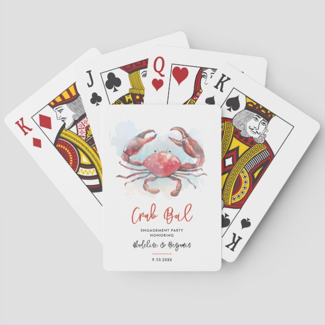 Crab Boil Engagement Couple Seafood Party Playing Cards (Back)