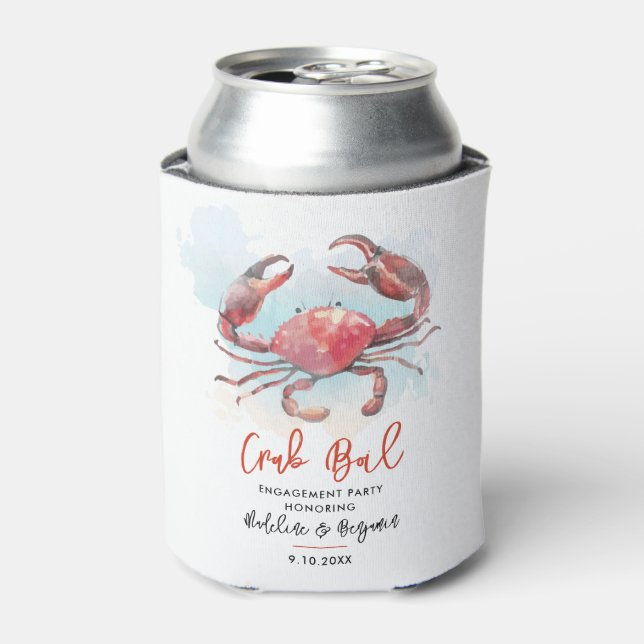 Crab Boil Engagement Seafood Party Can Cooler (Can Front)
