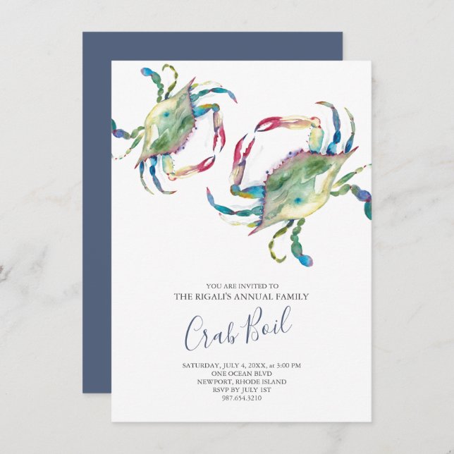 Crab Boil Family Summer Party Invitation (Front/Back)