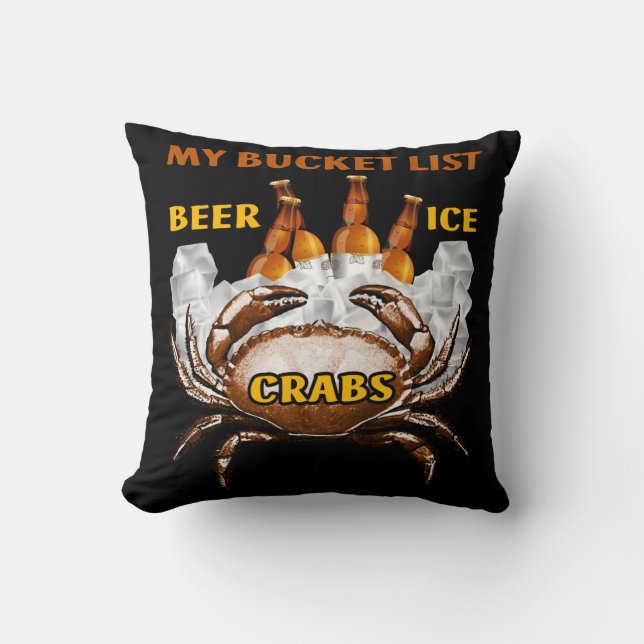 Crab Boil Gift Seafood Bucket List Beer Ice Crabs Cushion (Front)