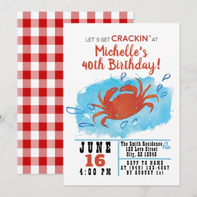 Crab Boil Nautical Birthday Invitation (Front/Back)