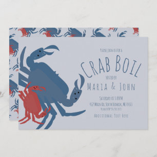 Crab Boil Party Birthday Dinner Crawfish Blue Invitation