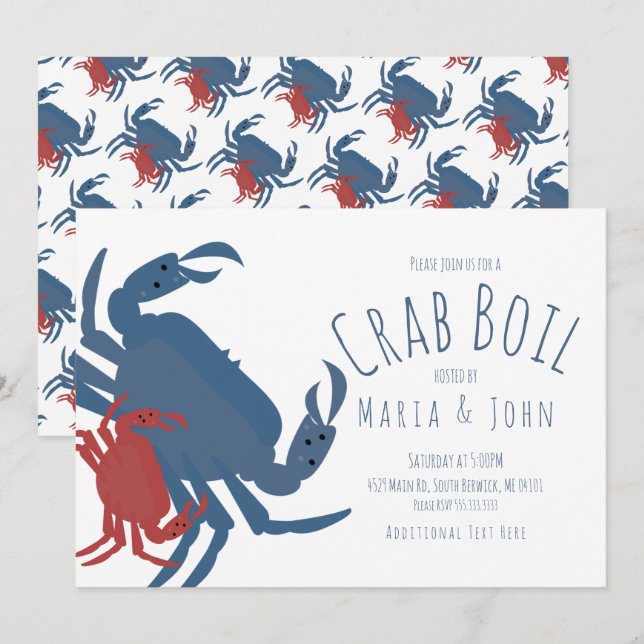 Crab Boil Party  Birthday Dinner Crawfish Invitation (Front/Back)