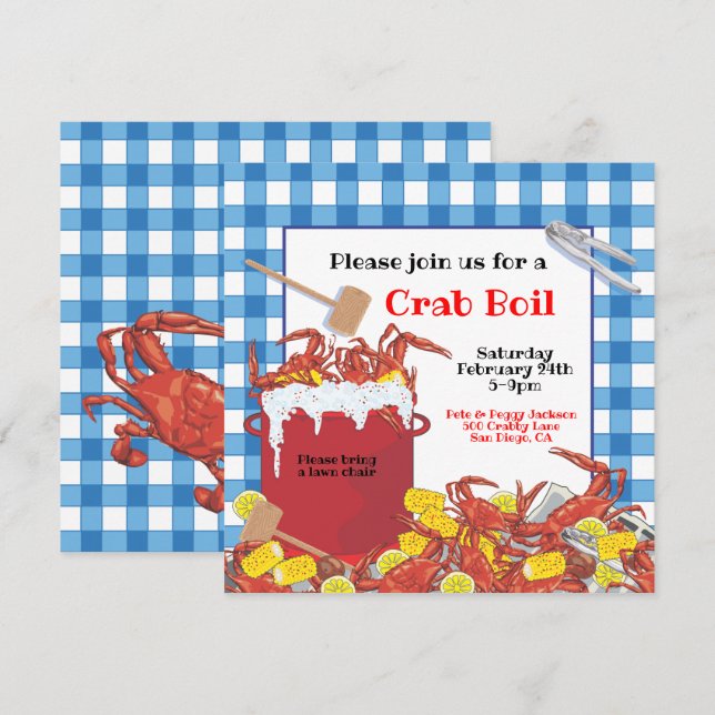 Crab Boil party invitation (Front/Back)