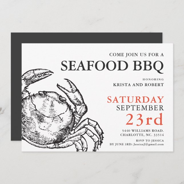 Crab Boil Seafood Party Custom Invitation (Front/Back)