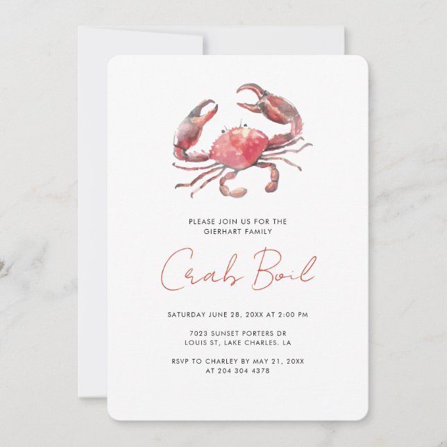 Crab Boil Summer Family Party Invitation (Front)