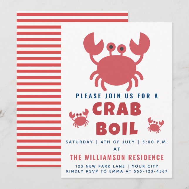 Crab Boil | Summer Party / 4th of July Invitation (Front/Back)