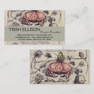 Crab Botanical Insect Flower Illustration Business Card