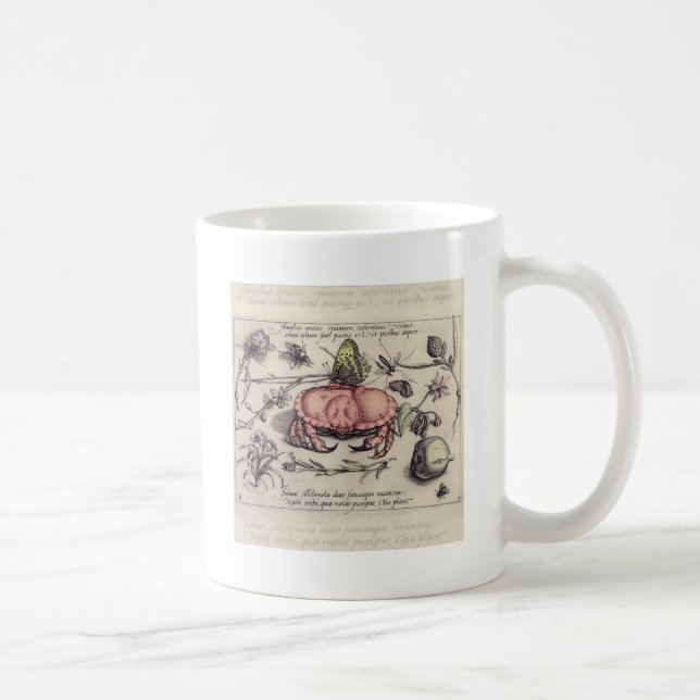 Crab Botanical Insect Flower Illustration Coffee Mug (Right)