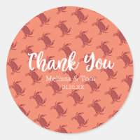 Crab Broil Boil Red Blue Pattern Wedding Thank You