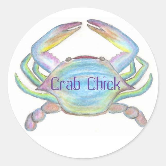 Crab Chick Designs, CrabChick Classic Round Sticker (Front)