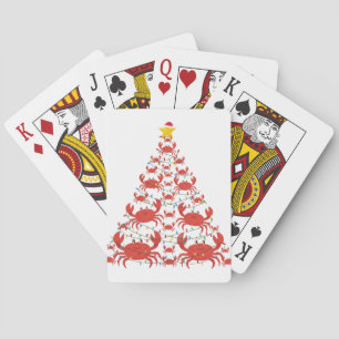 Crab Christmas Tree Santa Hat Christmas Lights Playing Cards