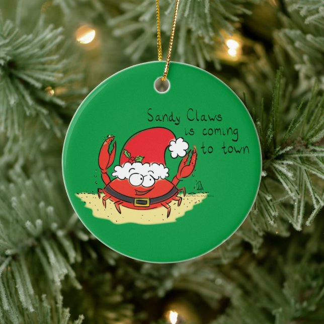 Crab Christmas Tropical Funny Ceramic Tree Decoration (Tree)