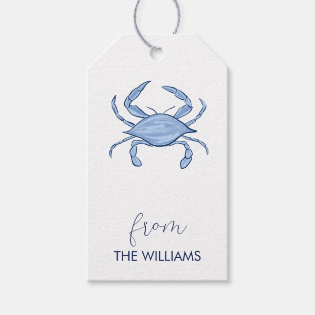 Crab Coastal Chic Custom Gift Tags (Front)