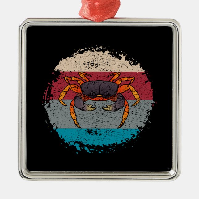 Crab Crabbing Retro Metal Tree Decoration (Front)