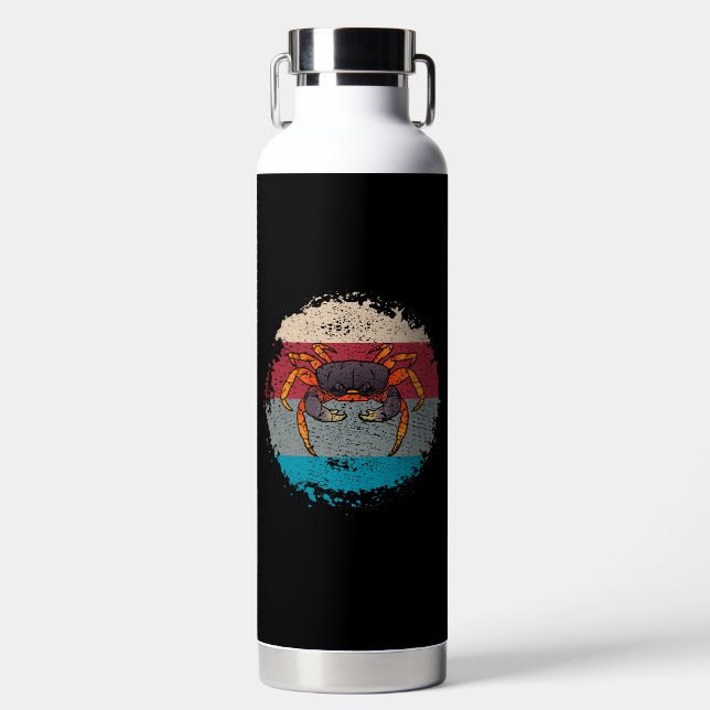 Crab Crabbing Retro Water Bottle (Front)