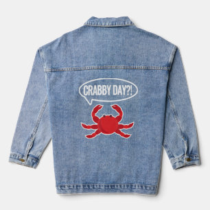 Crab Crabmeat Grabby Day Seafood Crabbing Cute Cra Denim Jacket