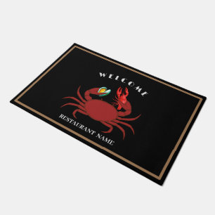 crab crawfish clam seafood welcome restaurant logo doormat
